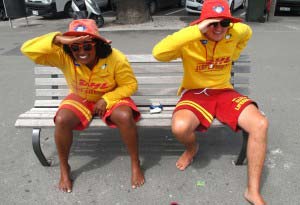 Lifeguards on the lookout at Oriental Parade