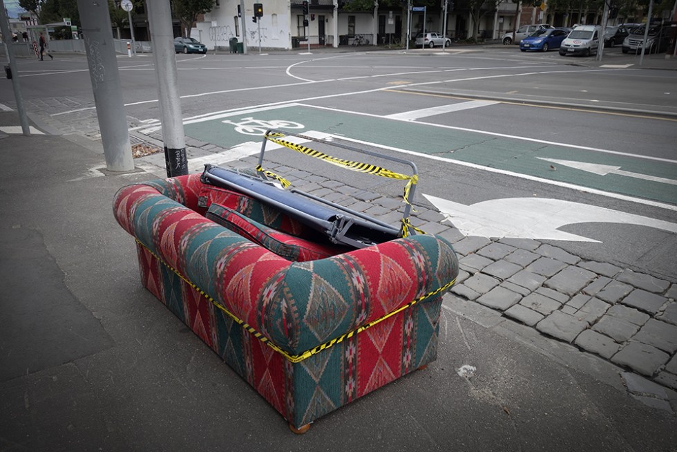 A dumped couch on the street