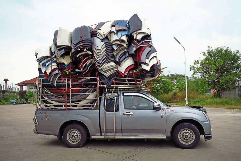 Overloaded pickup truck